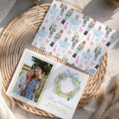 水色クリスマスくるみ割りリース写真 シーズンカード