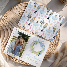 水色クリスマスくるみ割りリース写真 シーズンカード