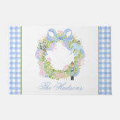 水色クリスマスくるみ割りリース写真 ドアマット (正面)