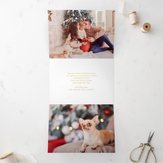 水色クリスマスくるみ割り写真 三つ折りクリスマスカード (内部)