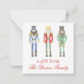 水色クリスマスくるみ割り器ギフトエンクロージャ ノートカード (正面)