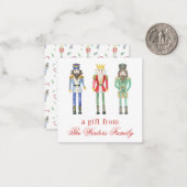 水色クリスマスくるみ割り器ギフトエンクロージャ ノートカード (正面/裏面インサイチュ)