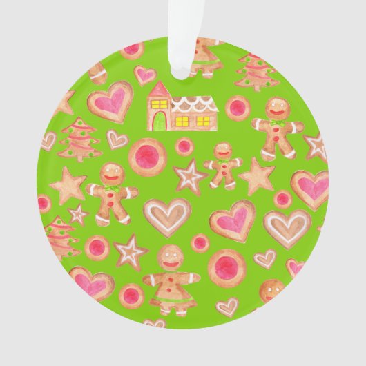 水色クリスマスのジンジャーブレッドCookie オーナメント (正面)