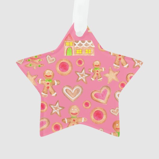 水色クリスマスのジンジャーブレッドCookie オーナメント (裏面)