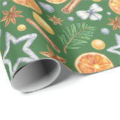 水色クリスマスオレンジスパイス、クッキーカッター ラッピングペーパー (ロールコーナー)