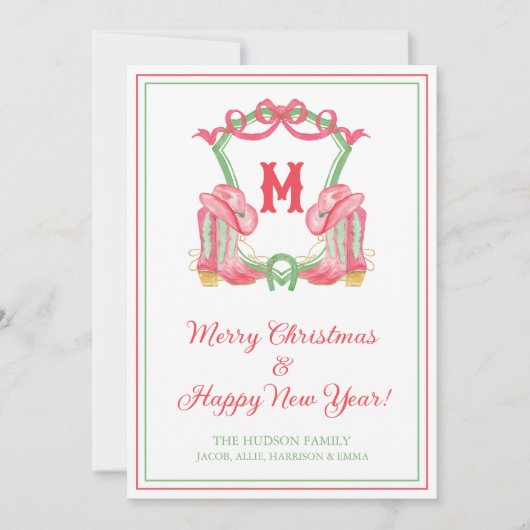 水色クリスマスカウボーイブーツモノグラムクレスト シーズンカード (正面)