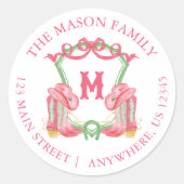 水色クリスマスカウボーイブーツモノグラムクレスト ラウンドシール (正面)