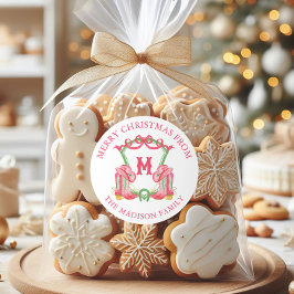 水色クリスマスカウボーイブーツモノグラムクレスト ラウンドシール