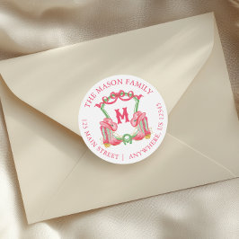 水色クリスマスカウボーイブーツモノグラムクレスト ラウンドシール