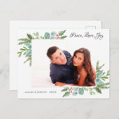 水色クリスマスカップルのグリーティングフォト 案内ポストカード (正面/裏面)