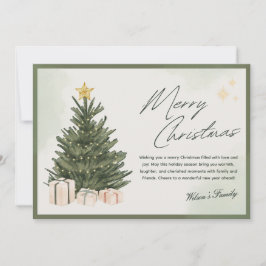 水色クリスマスカードグリーンクリスマスツリー シーズンカード