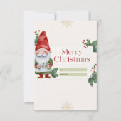 水色クリスマスカードサンタクロース、非写真 サンキューカード (正面)