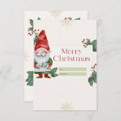 水色クリスマスカードサンタクロース、非写真 サンキューカード (正面/裏面)