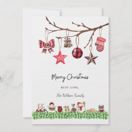 水色クリスマスカードホワイト シーズンカード