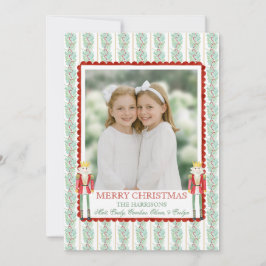 水色クリスマスガーランドナツクラッカー1枚の写真 シーズンカード