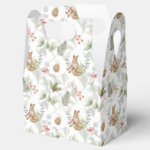 水色クリスマスキツネ、松の枝、ベリー フェイバーボックス (オープン)