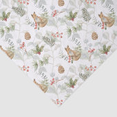 水色クリスマスキツネ、松の枝、ベリー 薄葉紙 (詳細)