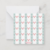 水色クリスマスキャンディーケーンギフトエンクロージャー ノートカード (裏面)