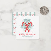 水色クリスマスキャンディーケーンギフトエンクロージャー ノートカード (正面/裏面インサイチュ)