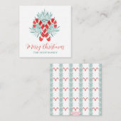 水色クリスマスキャンディーケーンギフトエンクロージャー ノートカード (正面/裏面)