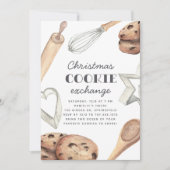 水色クリスマスクッキー交換パーティー 招待状 (正面)