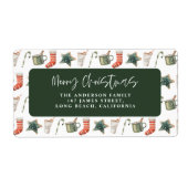 水色クリスマスクッキー伝統的エレガント ラベル (正面)