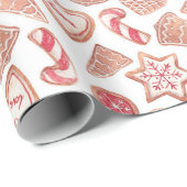 水色クリスマスクッキー模様クリスマス ラッピングペーパー (ロールコーナー)