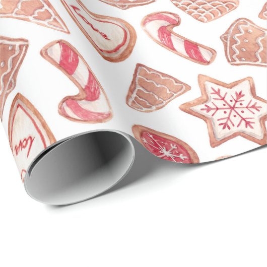 水色クリスマスクッキー模様クリスマス ラッピングペーパー (ロールコーナー)