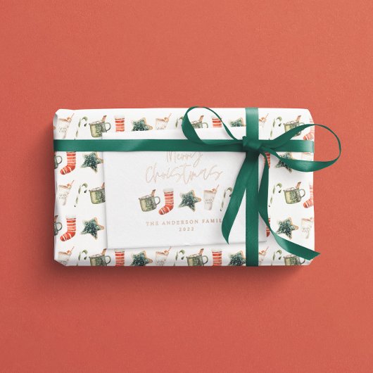 水色クリスマスクッキー飲み物ノンフォト 箔シーズンカード