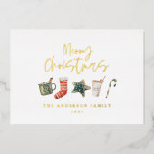 水色クリスマスクッキー飲み物ノンフォト 箔シーズンカード (正面)