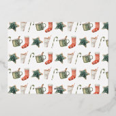 水色クリスマスクッキー飲み物ノンフォト 箔シーズンカード (裏面)