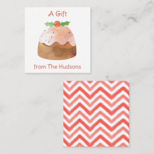 水色クリスマスケーキギフト囲いカード ノートカード (正面/裏面)