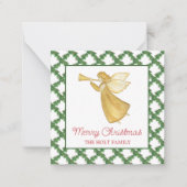 水色クリスマスゴールデンエンジェルギフトエンクロージャー ノートカード (正面)