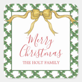 水色クリスマスゴールデンボウギフトエンクロージャー スクエアシール