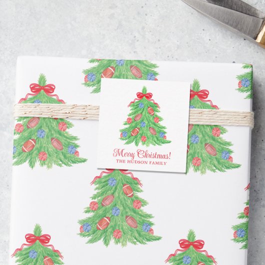 水色クリスマスサッカーツリーギフトエンクロージャー ノートカード
