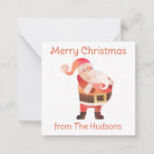 水色クリスマスサンタギフト囲いカード ノートカード (正面)