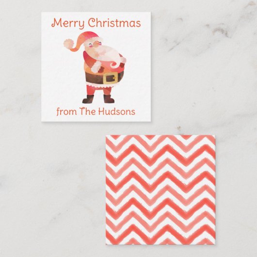 水色クリスマスサンタギフト囲いカード ノートカード (正面/裏面)