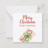 水色クリスマスショッピングファッションガールギフト ノートカード (裏面)