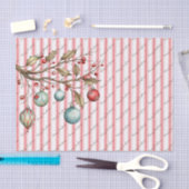 水色クリスマススクリプエレガントトピンクストライプ色 薄葉紙 (クラフト)