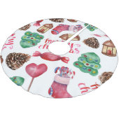 水色クリスマスストッキングツリーパインコーン ブラッシュドポリエステルツリースカート (アングル)