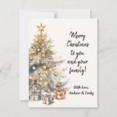 水色クリスマスツリーのグリーティングカード シーズンカード (正面)