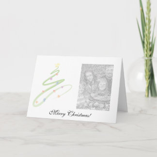 水色クリスマスツリー写真グリーティングカード シーズンカード