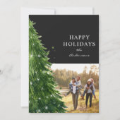 水色クリスマスツリー写真ホリデーカード シーズンカード (正面)