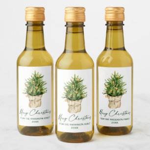 水色クリスマスツリー書道インクミニ ワインラベル