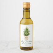 水色クリスマスツリー書道インクミニ ワインラベル (正面)