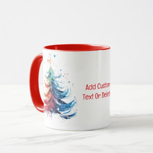 水色クリスマスツリー祝クリスマスレッド マグカップ (正面左)