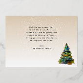 水色クリスマスツリー芸術的フォトフォイルカード 箔招待状 (裏面)