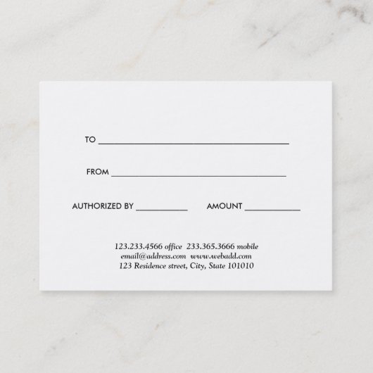 水色クリスマスツリー雪だるまギフト証明書 割引カード (裏面)