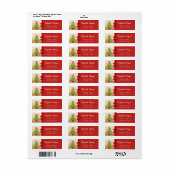 水色クリスマスツリー、レッドボウ、金ゴールドキラキラ ラベル (フルシート)