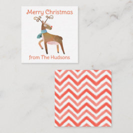 水色クリスマストナカイのギフトエンクロージャカード ノートカード